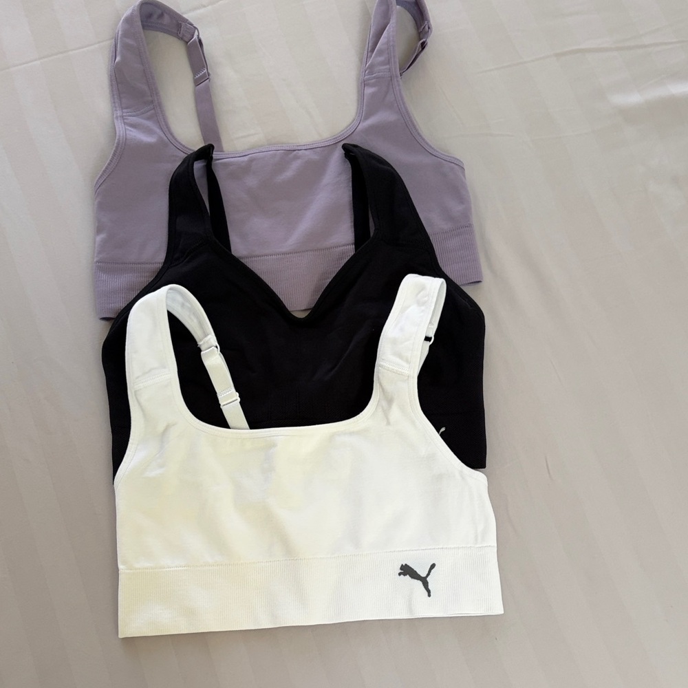 Puma Trio Sports Bra Set - White, Black, Lavender